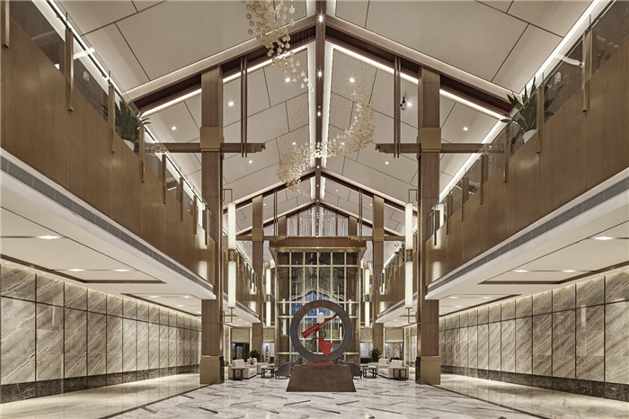 酒店大堂設(shè)計(jì)-遵義格蘭云天中式特色五星級酒店設(shè)計(jì)案例賞析 