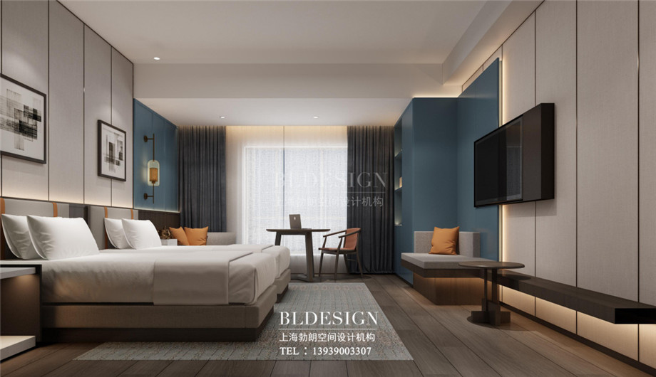 新鄉(xiāng)五星級酒店設(shè)計-桃李春風(fēng)大酒店標(biāo)準(zhǔn)間設(shè)計案例效果圖